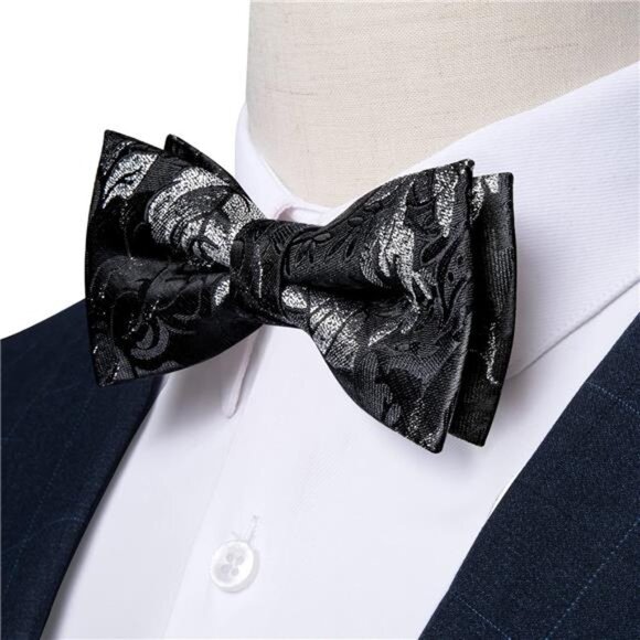 Pre-Tied Bow Ties for Men Silk Adjustable Tuxedo Bowties Pocket Square Cufflinks - Picture 3 of 8